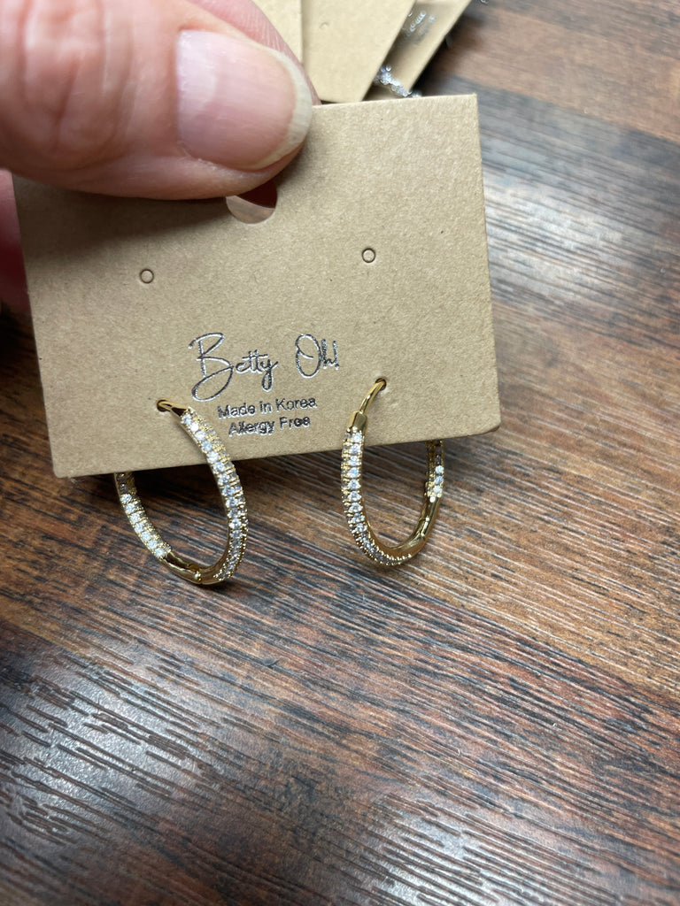 Pave Hoop Earrings w/ Back Clasp