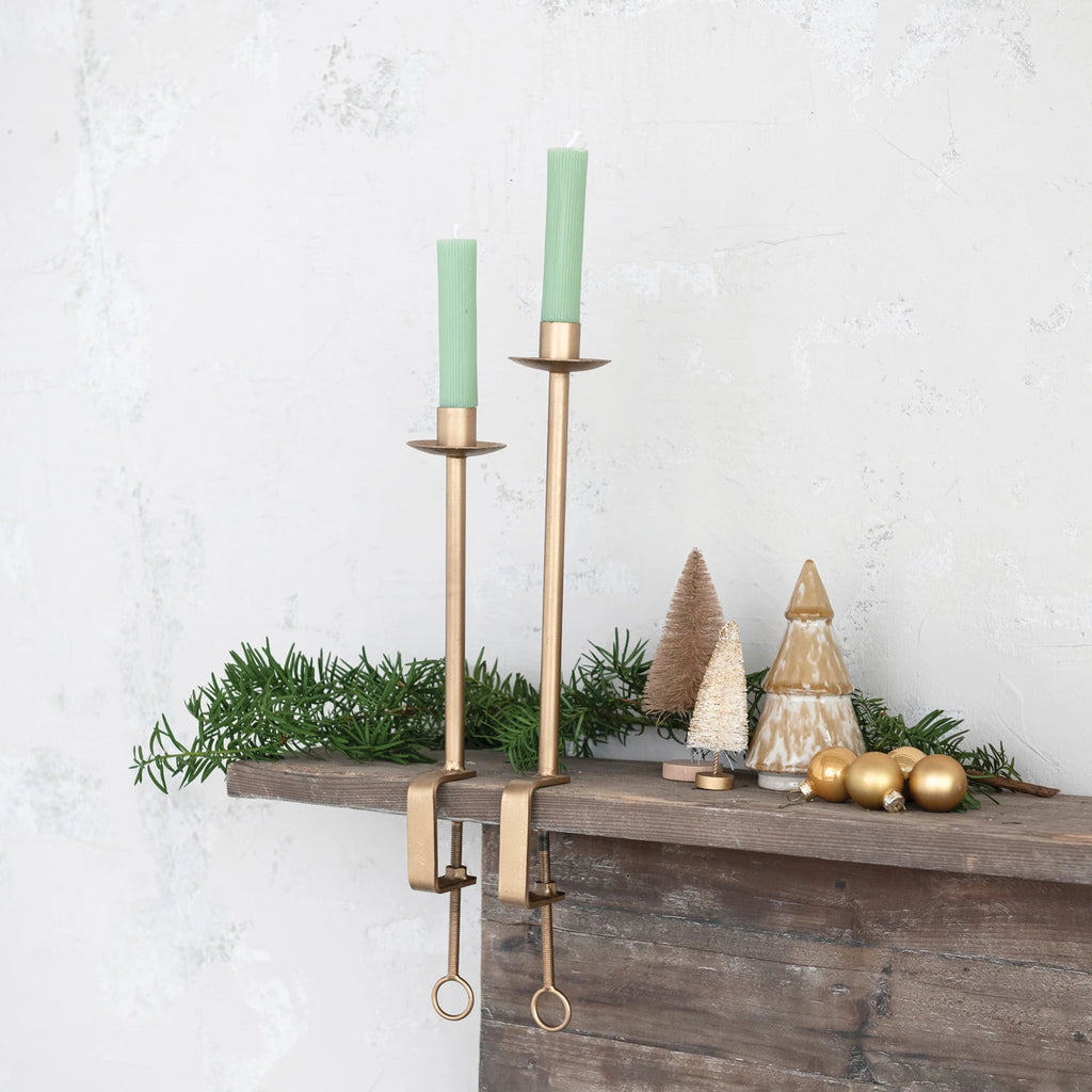 Christmas- 14 3/4" H Brass metal taper