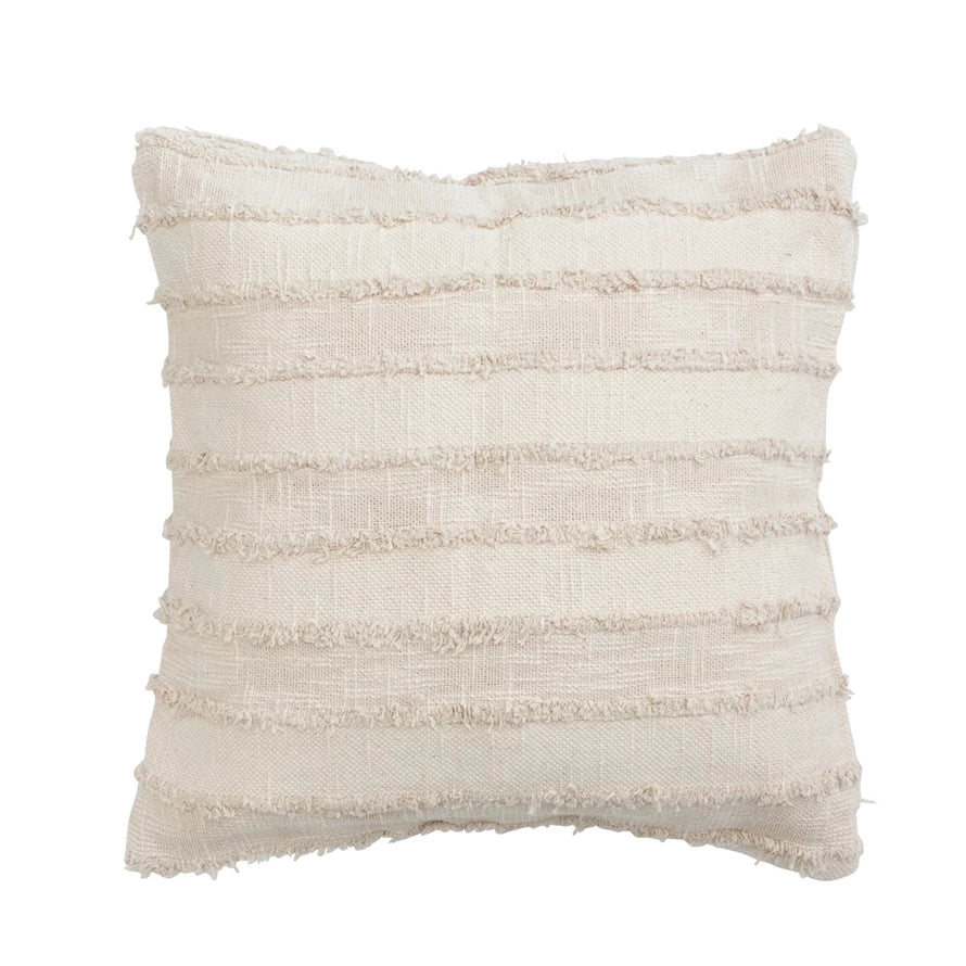 Pillow- Woven Cotton Cream with stripe